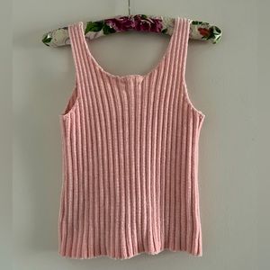 Pink Fuzzy Cropped Stretch Sweater Tank Sz XS